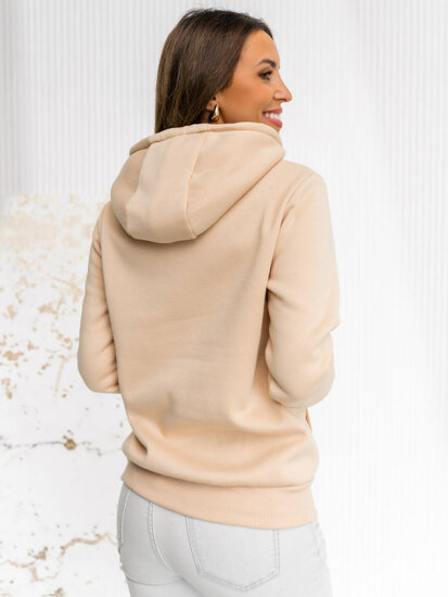 Bolf Damen Kapuzenpullover mit Kängutasche Hellbeige W02B