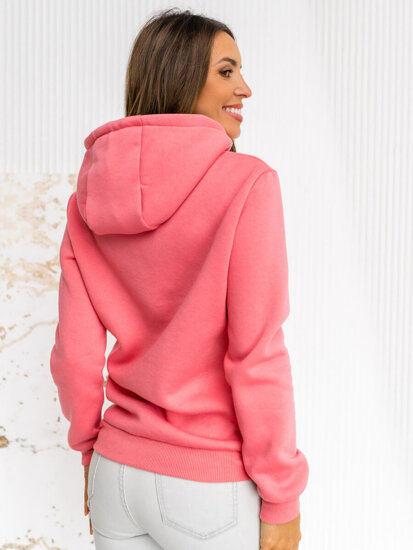 Bolf Damen Kapuzenpullover mit Kängutasche Korallenrot W02B