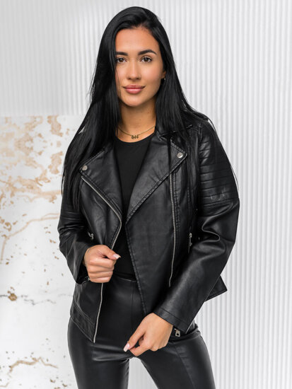 Bolf Damen Kunstlederjacke Bikerjacke Schwarz  11Z8097