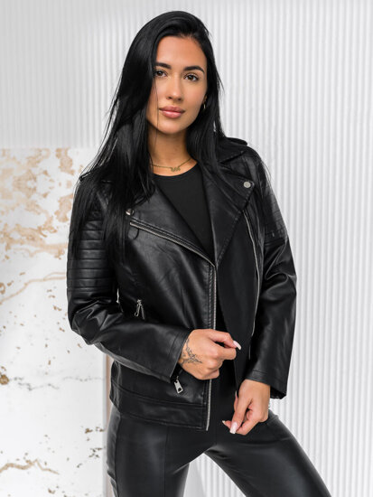 Bolf Damen Kunstlederjacke Bikerjacke Schwarz  11Z8097