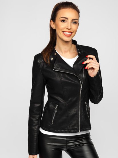 Bolf Damen Kunstlederjacke Schwarz R202