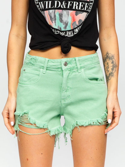 Bolf Damen Kurze Hose Jeansshorts Grün  A63