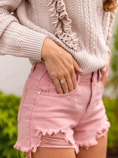 Bolf Damen Kurze Hose Jeansshorts Rosa  A63