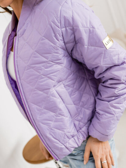 Bolf Damen Kurze Übergangsjacke Puffer Violett 82646