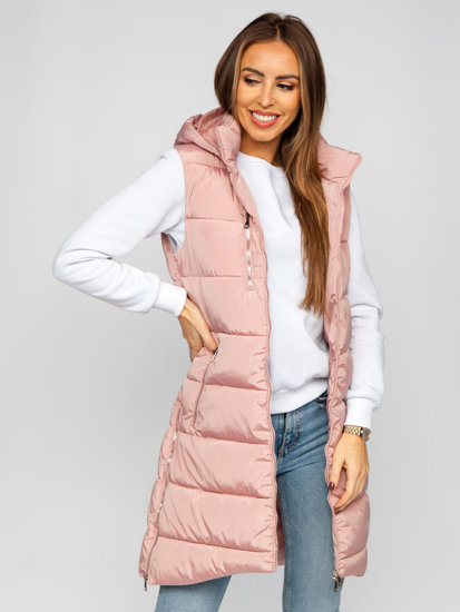 Bolf Damen Lange Steppweste Rosa  81261