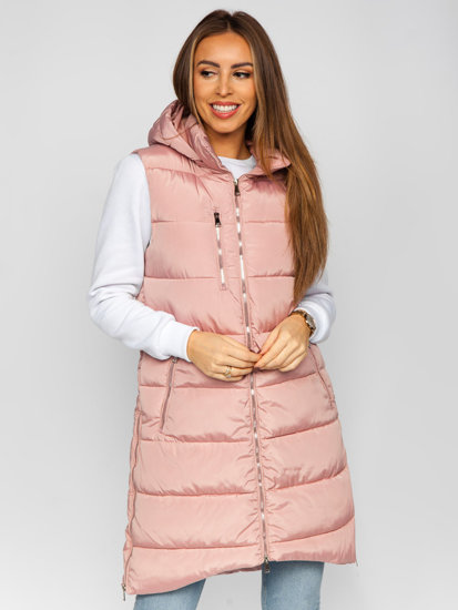 Bolf Damen Lange Steppweste Rosa  81261