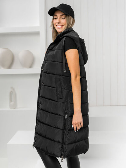 Bolf Damen Lange Steppweste Schwarz  MY6315