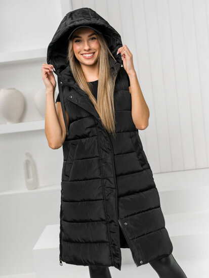 Bolf Damen Lange Steppweste Schwarz  MY6315