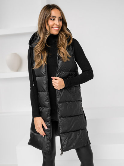 Bolf Damen Lange Steppweste Schwarz  R8212