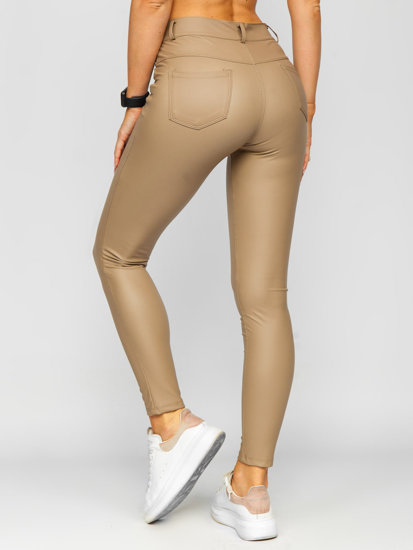 Bolf Damen Leggings Lederimitat Beige  DM850