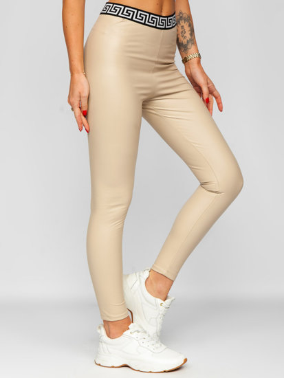 Bolf Damen Leggings Lederimitat Beige  MY16572