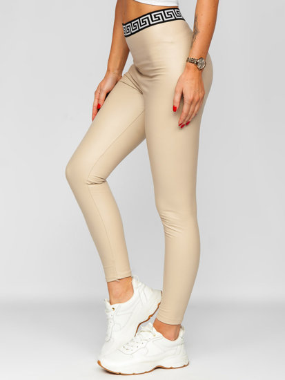 Bolf Damen Leggings Lederimitat Beige  MY16572