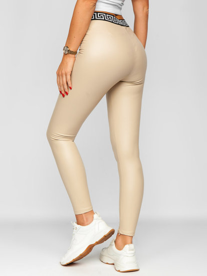 Bolf Damen Leggings Lederimitat Beige  MY16572