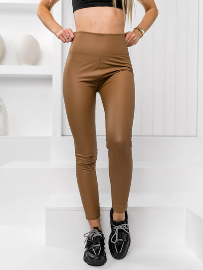 Bolf Damen Leggings Lederimitat Braun  2048