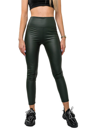 Bolf Damen Leggings Lederimitat Grün  2048