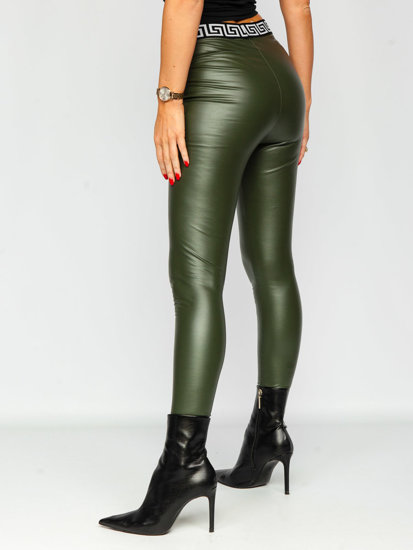 Bolf Damen Leggings Lederimitat Khaki  MY16572