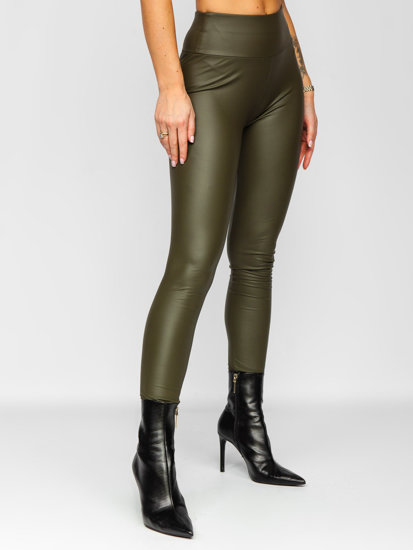 Bolf Damen Leggings Lederimitat Khaki  YY83NM