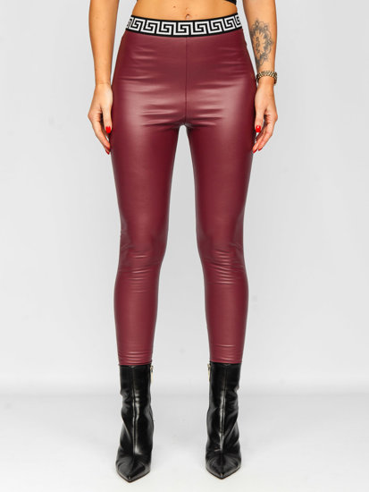 Bolf Damen Leggings Lederimitat Weinrot  MY16572