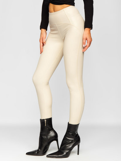 Bolf Damen Leggings Lederimitation Beige  J51700