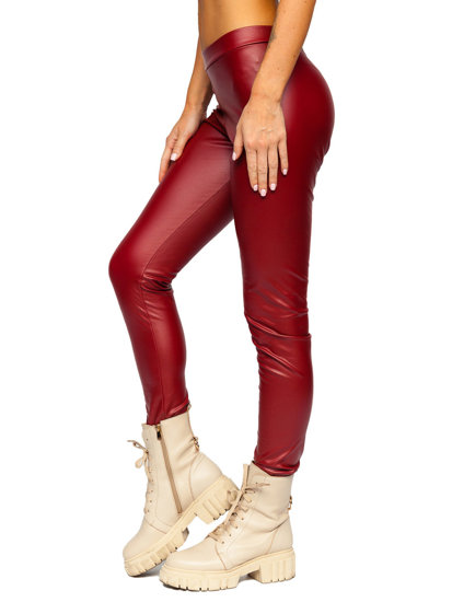 Bolf Damen Leggings Lederimitation Weinrot  0012