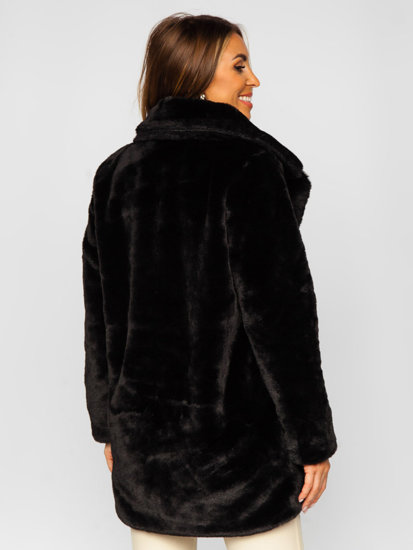 Bolf Damen Mantel Teddyfellmantel Schwarz  21131