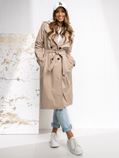 Bolf Damen Mantel Trenchcoat Beige  4494