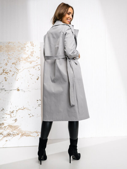 Bolf Damen Mantel Trenchcoat Grau 4494