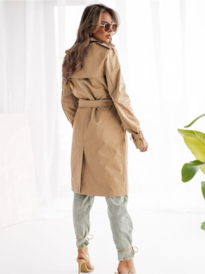 Bolf Damen Mantel Trenchcoat Lang Beige  DF7901