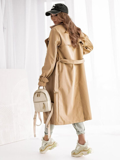 Bolf Damen Mantel Trenchcoat Lang Beige  DF7901