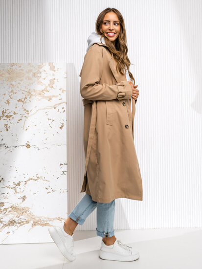 Bolf Damen Mantel Trenchcoat Lang Beige  DF7901A