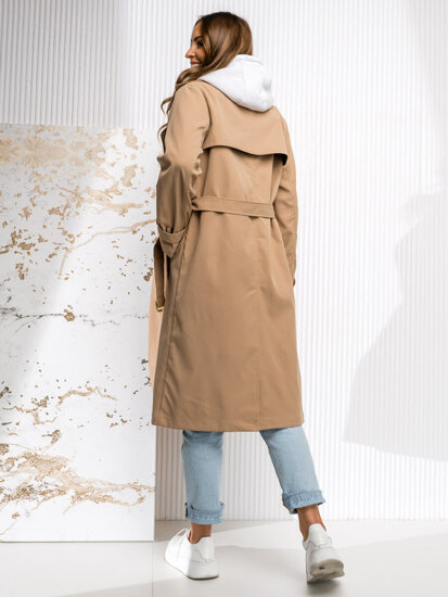 Bolf Damen Mantel Trenchcoat Lang Beige  DF7901A