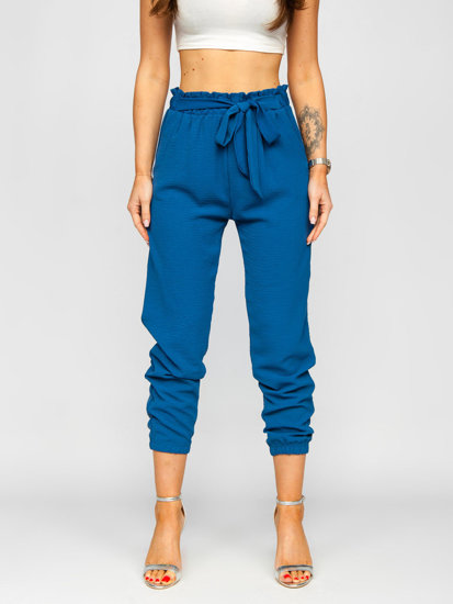 Bolf Damen Stoffhose Joggers Blau  W5076