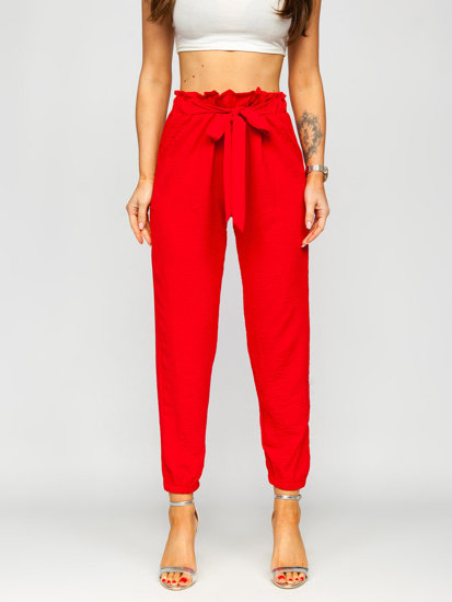 Bolf Damen Stoffhose Joggers Rot  W5076