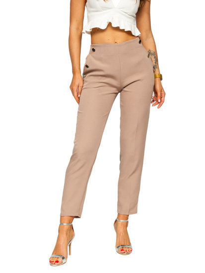 Bolf Damen Stoffhose mit dekorativen Knöpfen Cappuccino  8155