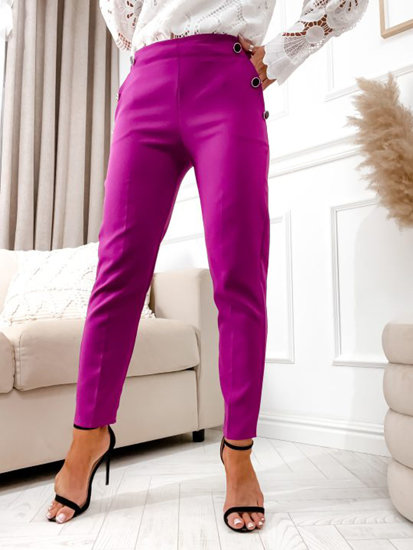 Bolf Damen Stoffhose mit dekorativen Knöpfen Fuchsia  8155