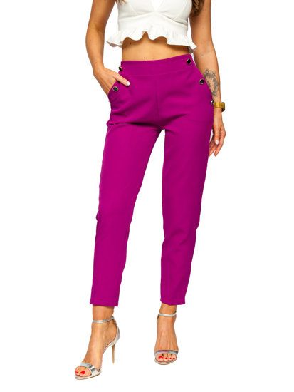 Bolf Damen Stoffhose mit dekorativen Knöpfen Fuchsia  8155