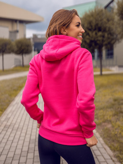 Bolf Damen Sweatshirt mit Kängurutasche Fuchsia  W02B