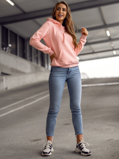 Bolf Damen Sweatshirt mit Kängurutasche Hellrosa  W02B-56