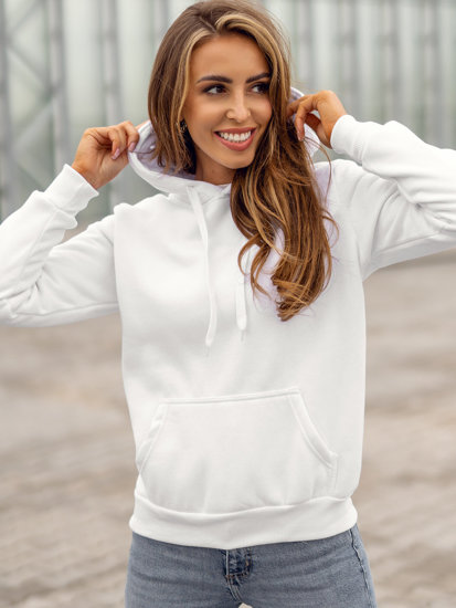 Bolf Damen Sweatshirt mit Kängurutasche Weiß  W02B