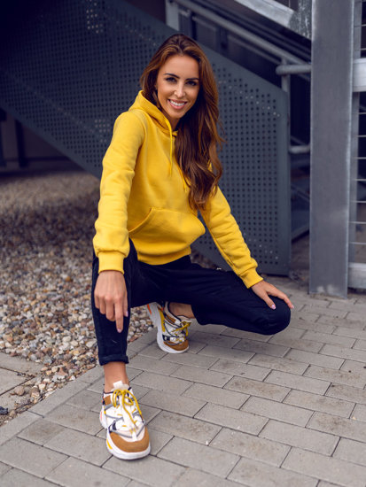 Bolf Damen Sweatshirt mit Kängurutsche Gelb  W02B