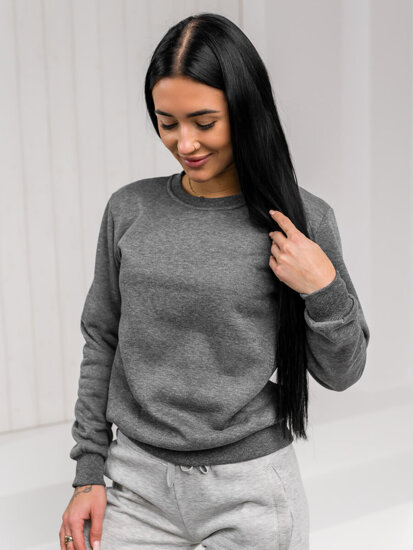 Bolf Damen Sweatshirt ohne Kapuze Schwarzgrau  W01A1