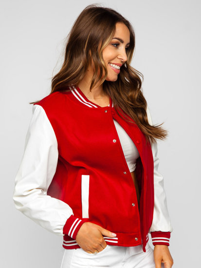 Bolf Damen Übergangsjacke Baseballjacke Bomberjacke Rot  16M9069