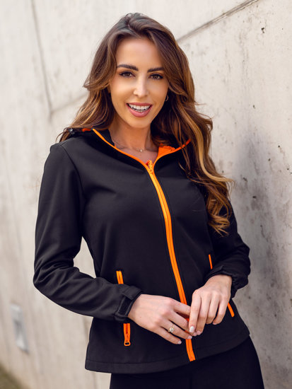 Bolf Damen Übergangsjacke Softshell Jacke Schwarz-Orange  HH018