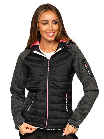 Bolf Damen Übergangsjacke Sport Jacke Schwarz  KSW4004