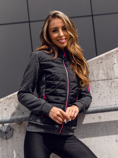 Bolf Damen Übergangsjacke mit Kapuze Schwarz  KSW4001A