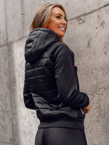 Bolf Damen Übergangsjacke mit Kapuze Schwarz  KSW4012A