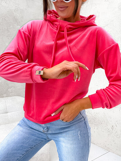 Bolf Damen Velours Kapuzenpullover Fuchsia  8270