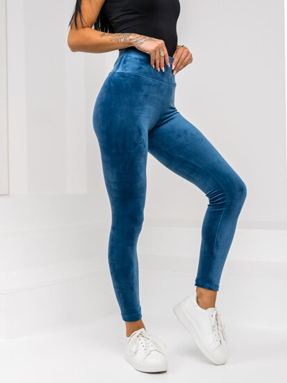 Bolf Damen Velours Leggings Blau  W5232