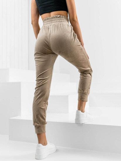 Bolf Damen Velours Sporthose Beige  W7685