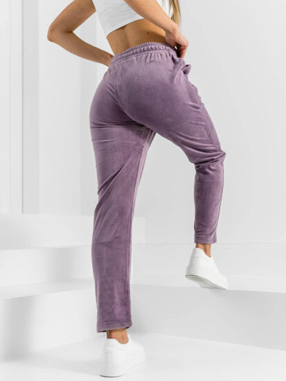 Bolf Damen Velours Sporthose Violett  W7626